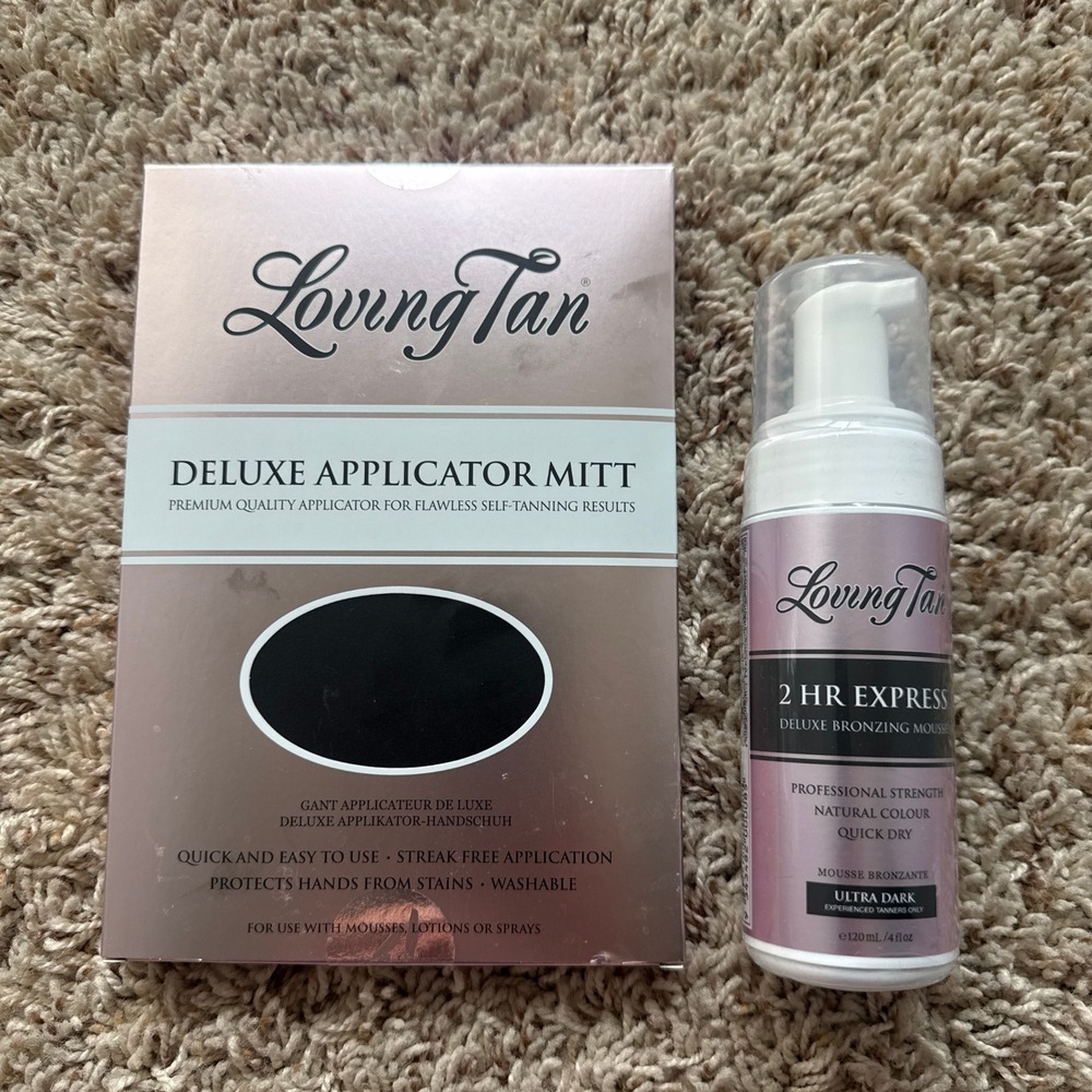 Loving Tan 2 HR Express Ultra Dark Bronzing Mousse 4oz and Applicator Mitt Set